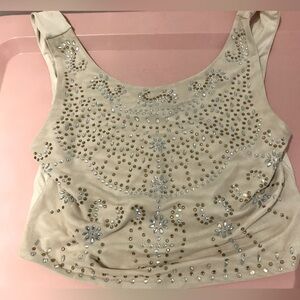 Bebe embellished crystals crop top